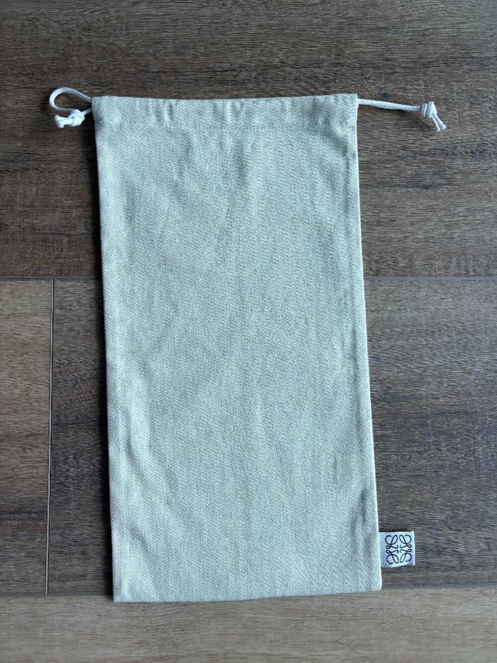 Loewe Beige Herringbone Drawstring Dust Bag Storage Pouch 14” x 8”